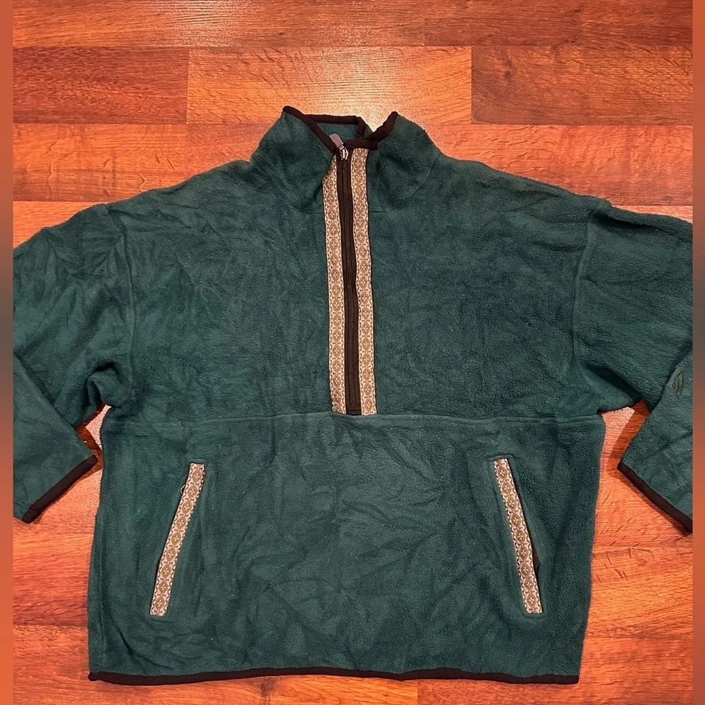 Vintage The North Face Fleece 1/4 Zip Green Pullover Men's Size Medium USA Made
